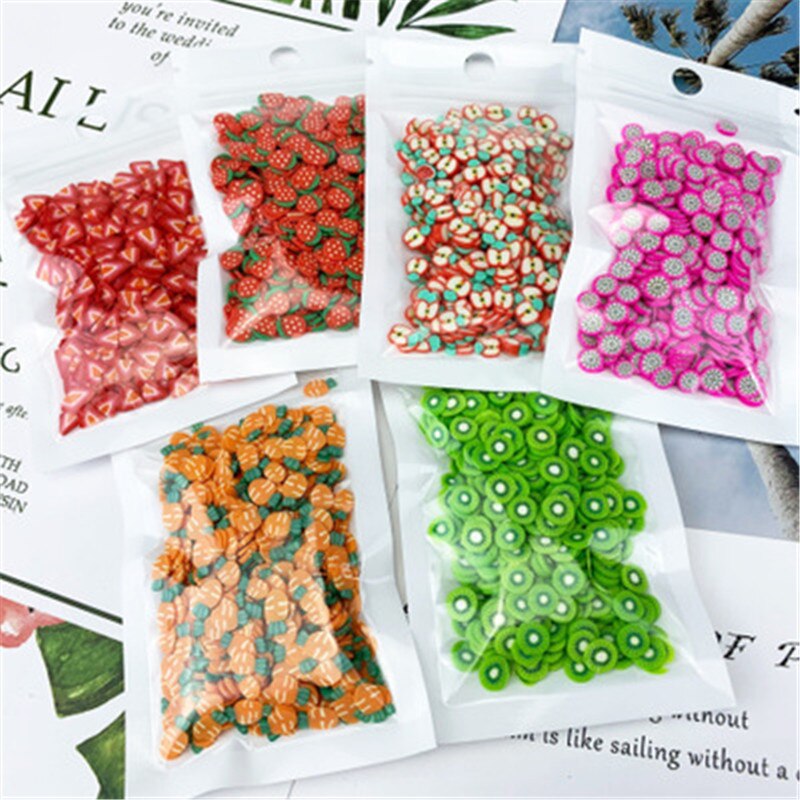 1000pcs/set Vegetables Slimes Fruit Slices Decor Additives For Filler Supplies Accessories Watermelon For Nail Art Slimes Toy