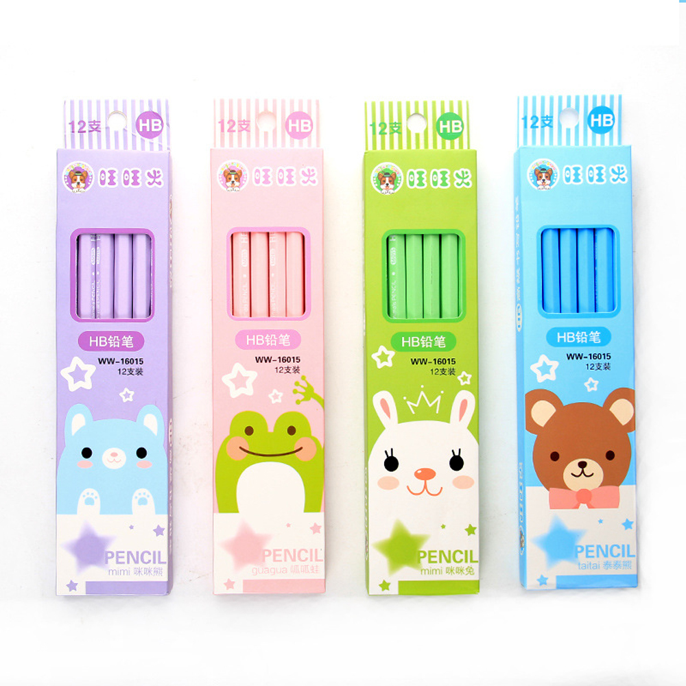 8 Sets Cartoon Wooden Pencil Profession HB Pencil With Eraser Children&#39;s Drawing Pencils School Writing Stationery