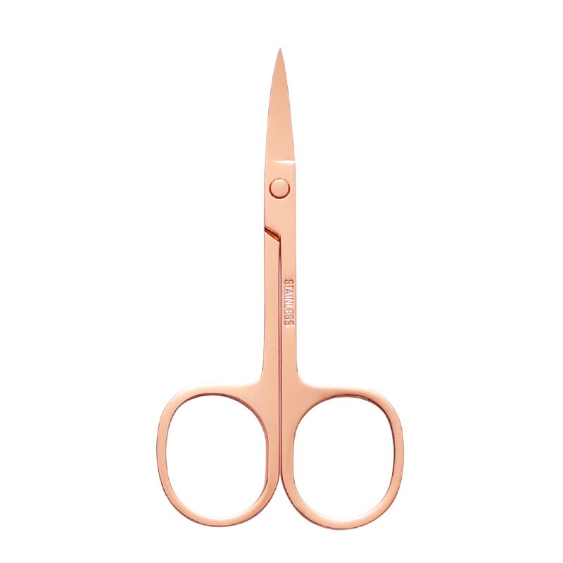 Tijeras de acero inoxidable para cortar el vello de la nariz y las cejas, maquinilla de afeitar para cortar el pelo, herramienta de belleza y maquillaje: Rosegold