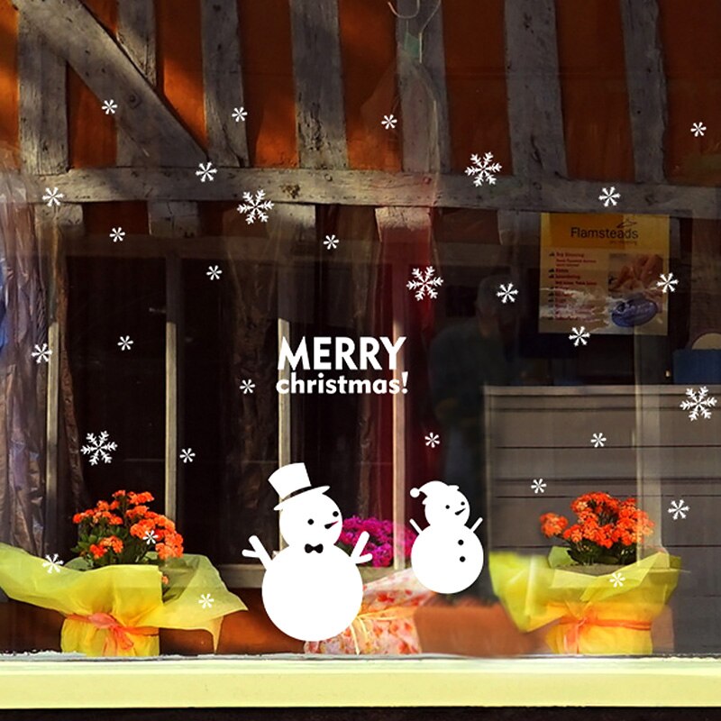 Moon Snow stickers Christmas decorations window glass stickers static window removable windows doors wall stickers Decals: 6