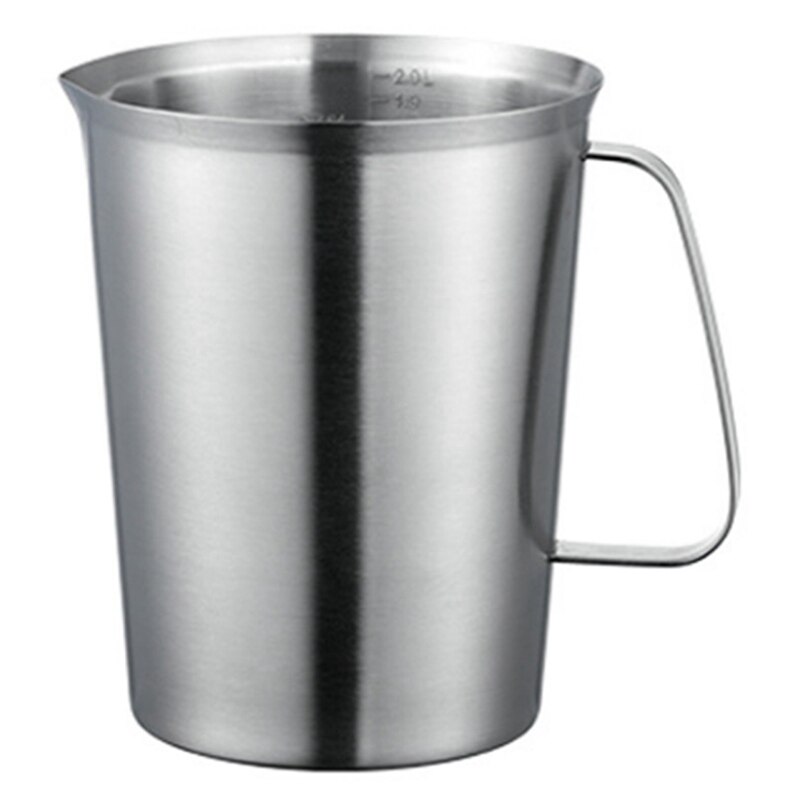 Stainless Steel Measuring Cup Thickened Kitchen Milk Cup Scale Cup Household Baking Container Cup Milk Foam Cup: caliber 14.2cm