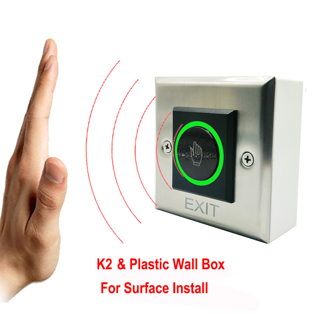 No Touch Exit Button Release Switch Opener NO COM NC LED Light for Door Access Control System Entry Open: K2B