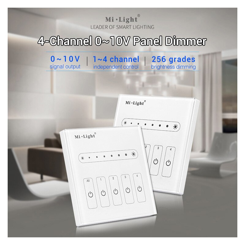 Miboxer L4 AC100 ~ 240V 4 canales de salida, control independiente, montado en la pared 4 canales 0 ~ 10V led Panel de atenuador de luz para lámpara de luz led