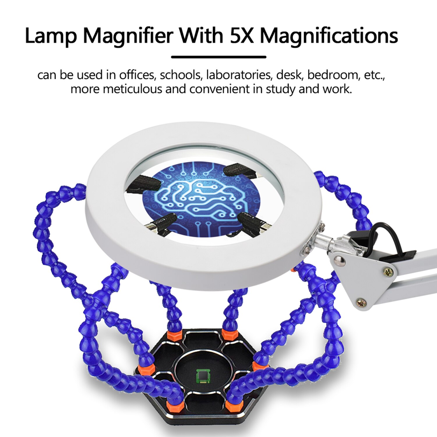 5X loupe lampe de bureau loupe lumière LED lampe de lecture pliable avec trois Modes de gradation alimentation USB