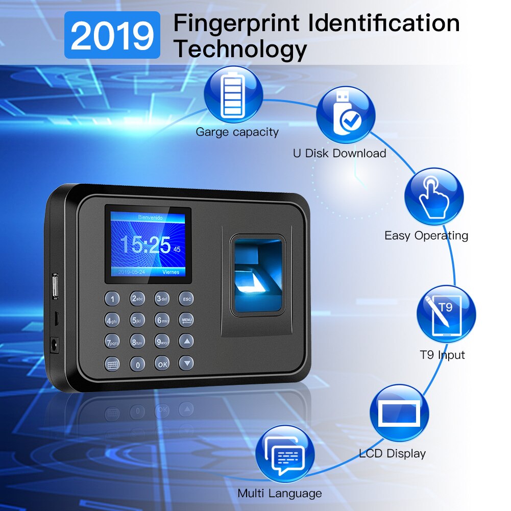 Fingeraftryk fremmøde maskine intelligent biometrisk fingeraftryk tid fremmøde maskine tid ur optager enhed medarbejder