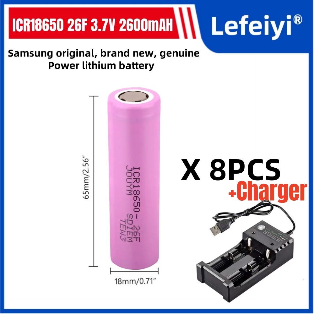 Original 18650 3.7V 2600mAh rechargeable li-ion Battery For ICR18650 26F 2600mAH batteries: Ivory