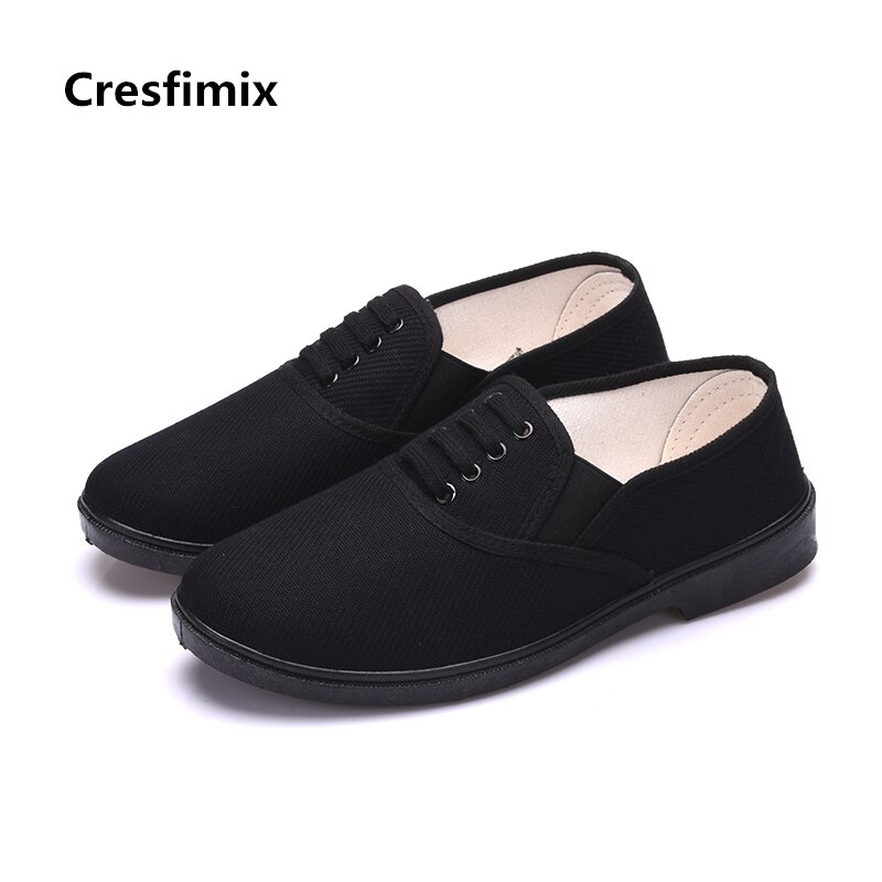Cresfimix herenschoenen, comfortabele volledig zwarte canvas schoenen voor heren, lente zomer, instappers, werkschoenen voor heren, buitenschoenen  a2690