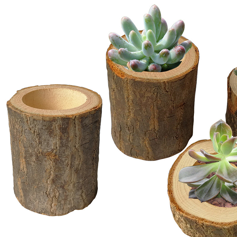 Houten Boomschors Plant Pot Kandelaars Handgemaakte Kandelaar Pijler Kandelaar Ornamenten Bruiloft Decoratie voor Thuis