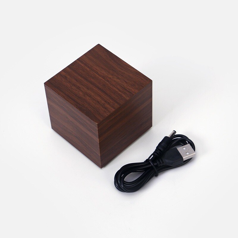 6*6*6cm Square Smart Digital Alarm Clock Smulation Wooden LED Alarm Clock Glow Showing Date temperature Voice Control Clock