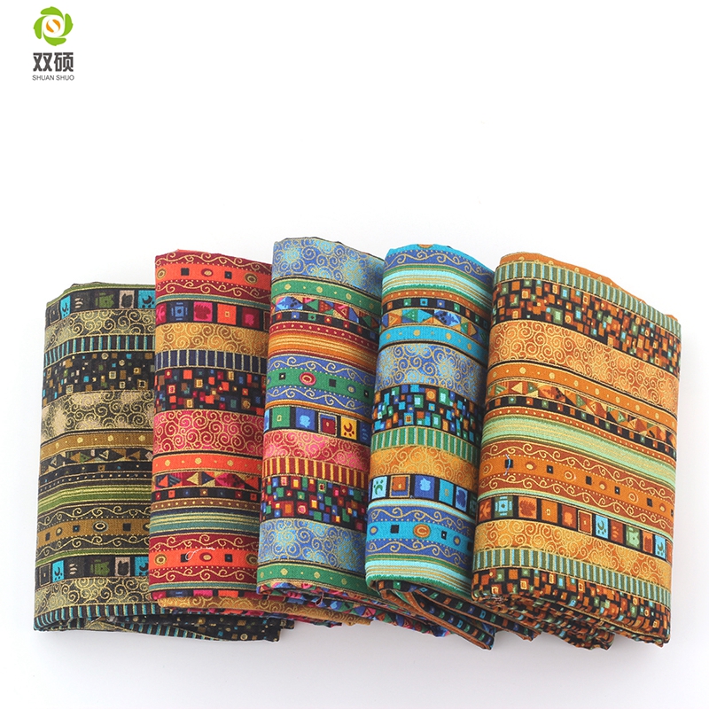 Shuanshuoafrican stylecotton linned vintage stof diy håndlavet tekstil syning patchwork til tasker kjole tøj 145*50cm m44