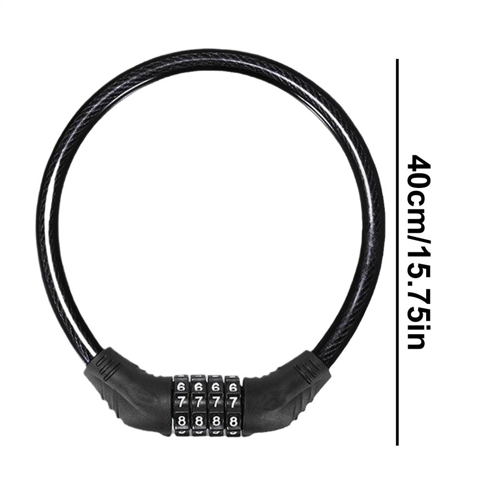 Candado de combinación de bicicleta antirrobo, candado de combinación para bicicletas, candado de bicicletas sin llave de alta resistencia de 4 dígitos para bicicletas eléctricas: Negro