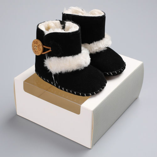 0-18M Newborn Infant Baby Girls Snow Boots Winter Warm Baby Shoes Solid Button Plush Ankle Boots