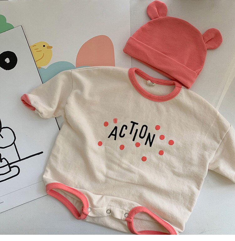 3491 freundlicher Kleidung Jungen Und Mädchen Baseball Uniform Schlingpflanze Anzug Baby freundlicher Weiche Strampler mit Hütte 66-90cm