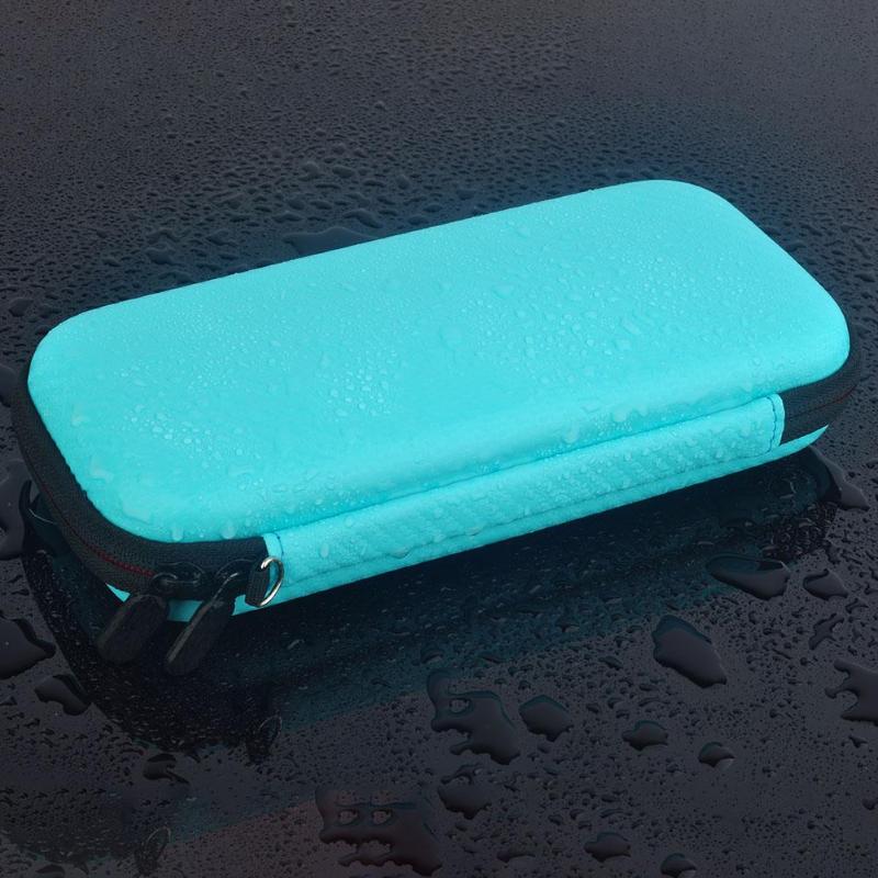 Wasserdichte eva-hartschalen-tragetasche mit reißverschlussfach für gamepad und 10 kartenfächern für die nintendo switch lite mini-konsole
