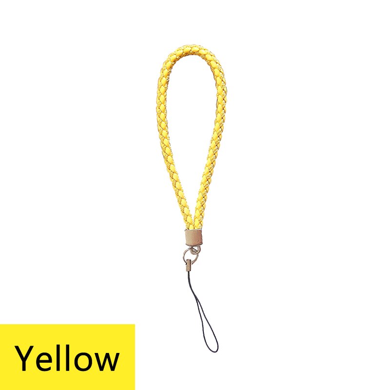 8 Colors Braided Phone Lanyard for Keys USB stick ID card Mobile Phone Strap Universal Weave rope Non-slip 20 cm Short Lanyards: Yellow