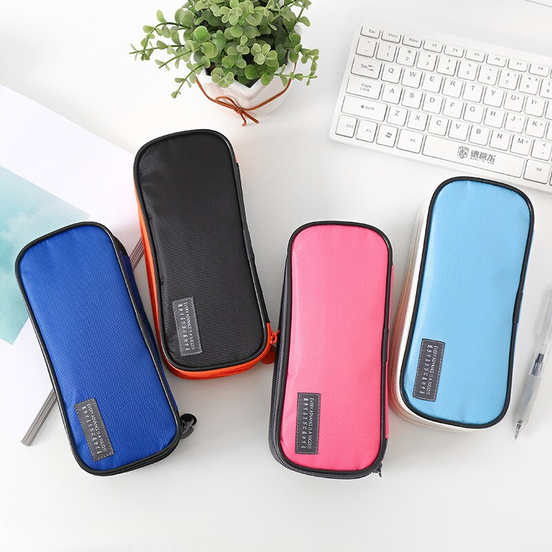 Estuche de lápices de tres capas de gran capacidad, Estuche escolar resistente al agua, Simple, Piornik Szkoln