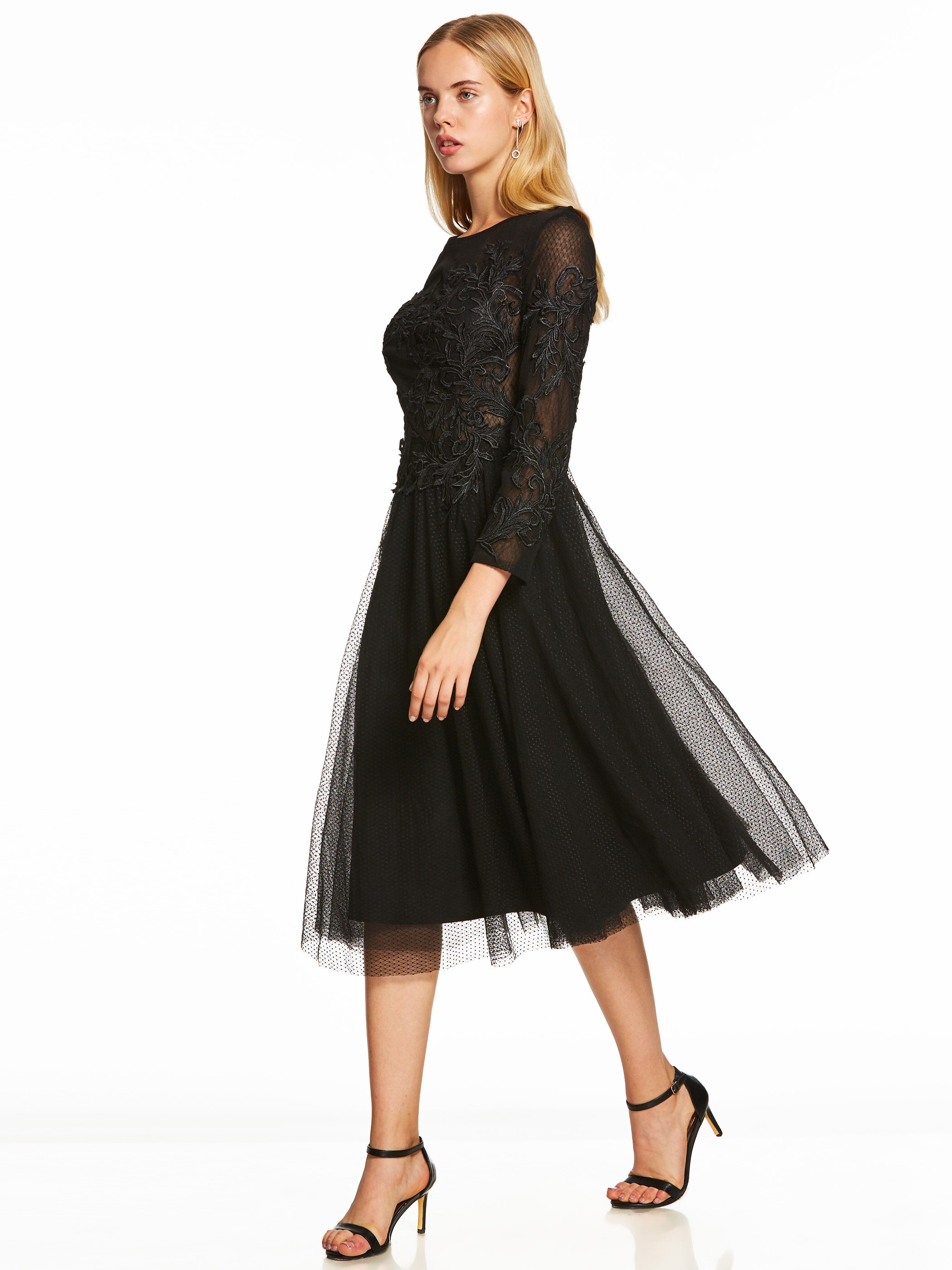Een Lijn Cocktail Jurk Zwart Scoop Lange Mouwen Thee Lengte Gown Goedkope Lady Party Homecoming Formele Korte Cocktail Jurken
