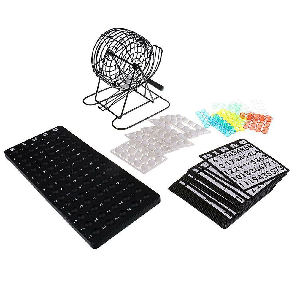 Bingo Game For Party Manual Type Lottery Machine Set Family Entertainment Bar Adult With Balls Cards Mini Home Metal Cage