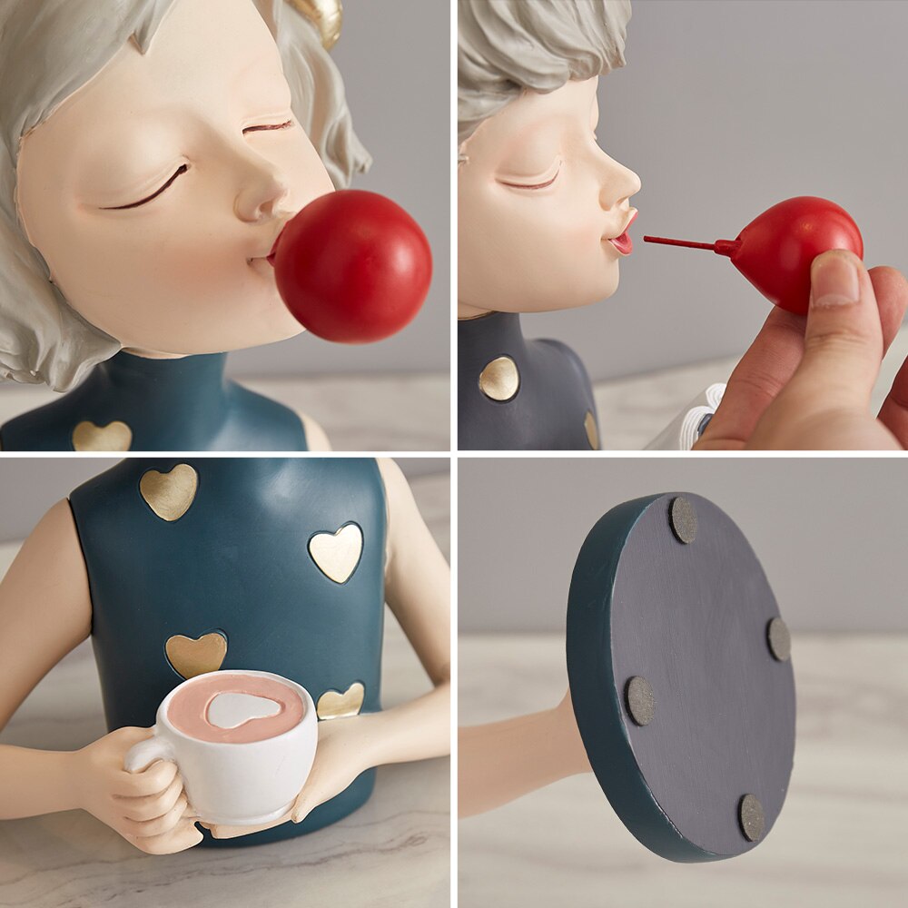 Nordic Sweet Dreamy Bubble Girl Sculpture Storage Lipstick Fruit State Living Room Decoration Bedroom Decor Accessories