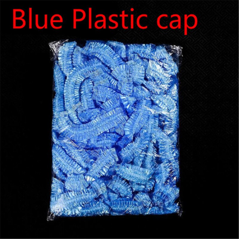Gorro de ducha desechable no tejido para hombre y mujer, gorro de pelo plisado elástico para Spa, salón, baño, barbería y Hotel, 10 Uds.: blue plastic cap
