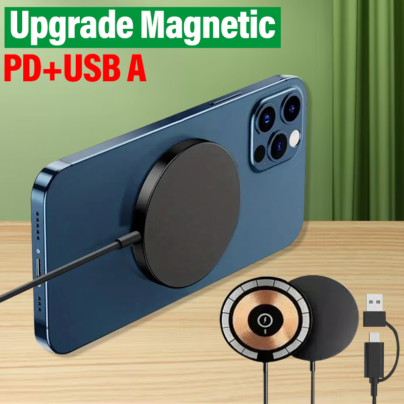 Cargador inalámbrico magnético para iPhone, base de carga rápida, 30W, 15, 14, 13, 12, 11 Pro Max, Airpods PD y USB A