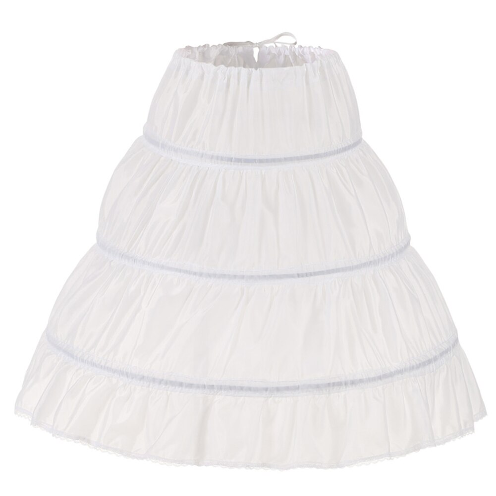Wit Kinderen Petticoat A-lijn 3 Hoepels Een Layer Kids Crinoline Kant Trim Bloem Meisje Jurk Onderrok Elastische Taille