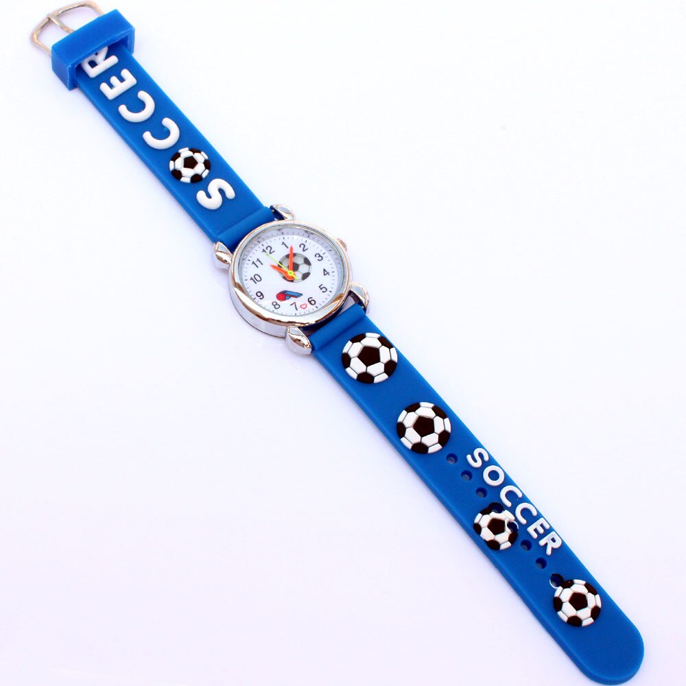 Populaire 3D Horloge Sport Voetbal Stijl Siliconen Band Kinderen Quartz Horloge Jongen Horloge Meisjes Horloge Cartoon Analoge Horloge: Dark Blue