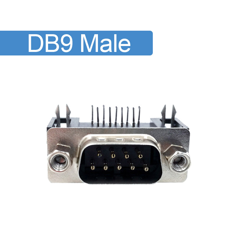 DB9 data cable connector Angle 90 plug PCB Angle connector RS232 9pin port socket female&Male D type adapter: army green