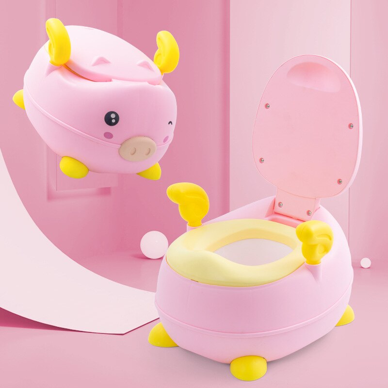 Sød gris børns gryde blød baby potte plast vej gryde spædbarn potte træning baby toilet sikker børn potte træner sæde stol: Pink pu blød pude