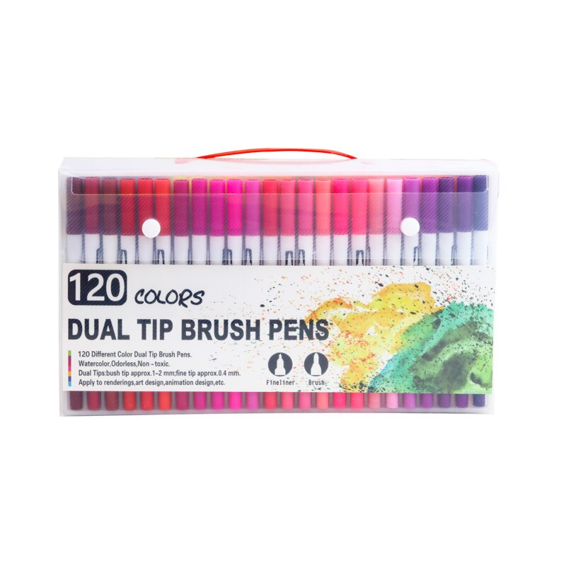 100/120 farver dobbelt spids kunst tuscher pen kalligrafi akvarel pensel pen sæt til voksen malebøger bullet journal