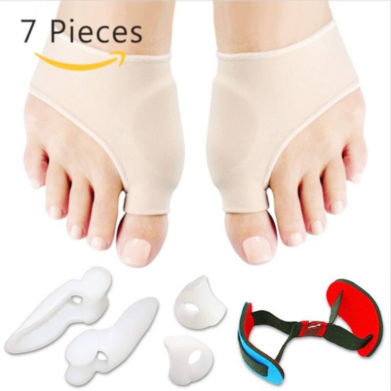 Hallux Valgus Corrector Orthopedic Big Toe Bone Thumb Bunion Corrector Silicone Socks for Legs Foot Care Pedicure Tools: 7pcs style C