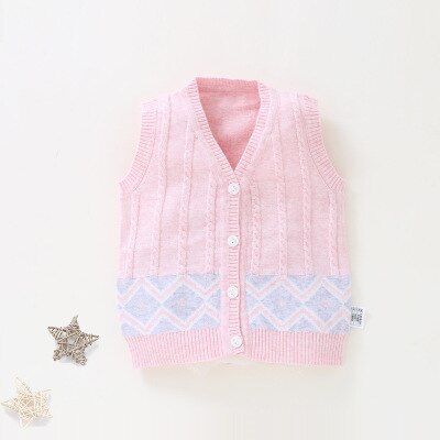 Nourrissons solide confortable gilet gilet bébé enfants confortable vêtements d'extérieur en coton enfants mignon décontracté manteau chandail AA60784: Rose / 12M