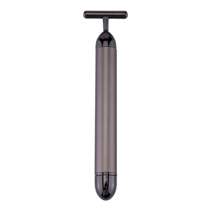 Masajeador Facial eléctrico con forma de T y rodillo 3D, masajeador de brazo, ojo, nariz, cabeza, 24k, Estiramiento Facial instantáneo de pulso dorado: Negro