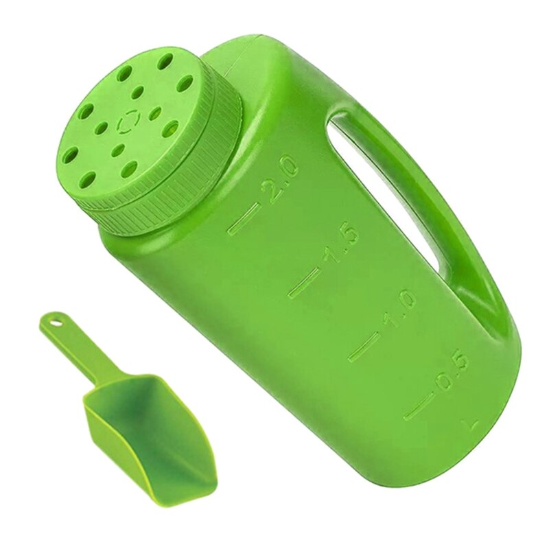 Handheld Spreader Adjustable Hole Size Lawn Fertilizer for Seed Salt Pot Bottle Sprinkler Deicing Ice Melt with/without Shovel: Green with Shovel