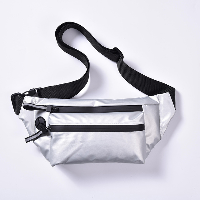 Waterproof Woman Waist Bag Fanny Pack Chest Pack Outdoor Crossbody Bag Large Capacity Unisex Belt Bags Hip Waist Packs: A   Silver waist bag