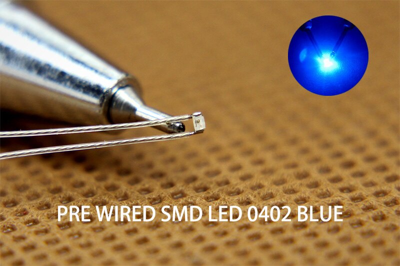 20Pcs Smd 0402 Led Licht Pre-Gesoldeerd Ptfe Wire Leads Rood Geel Groen Blauw Oranje Wit T0402: Blue