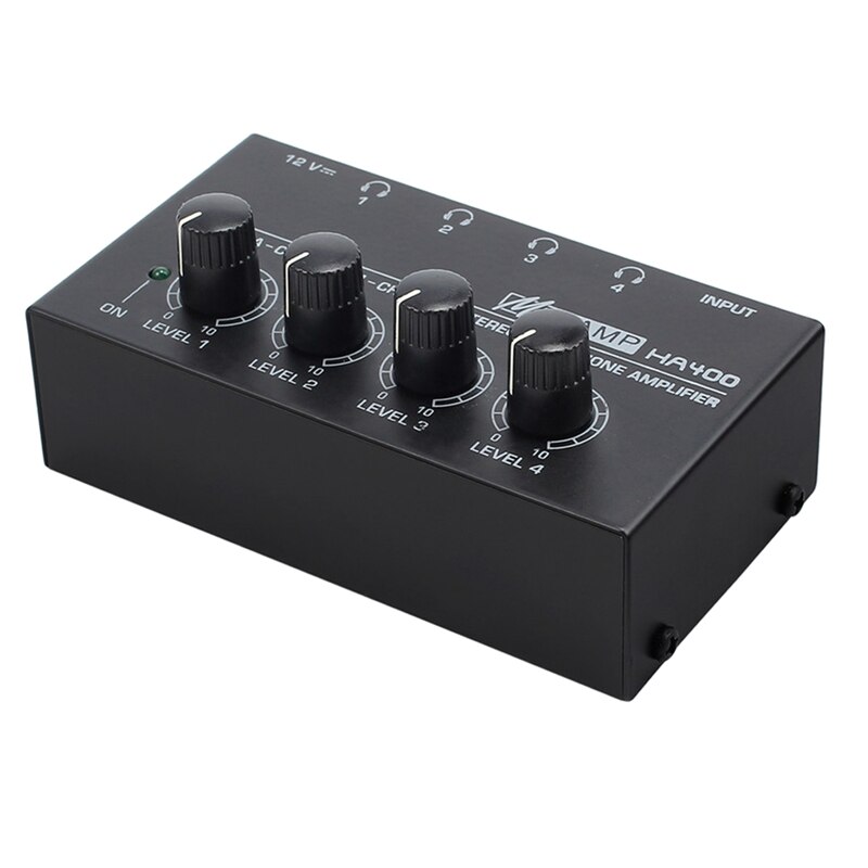 4- kanaals hoofdtelefoon stereo audioversterker, ultracompact, met voedingsadapter (eu-stekker)