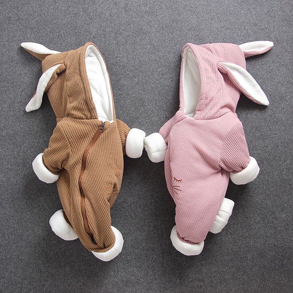 SAGACE Baby Girl Winter Cute Rabbit Ear Jumpsuit Romper Sets Cotton Clothes Kids Girl Outerwear Coats Baby Girl Romper Sets