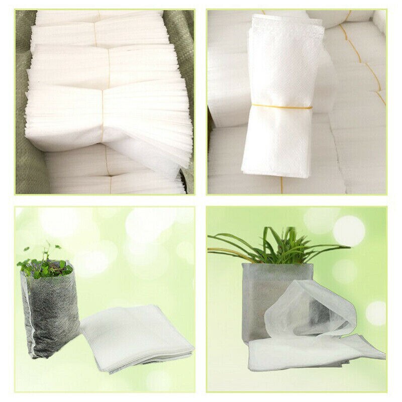 100PCS Biodegradable Non-woven Nursery Bags Plant Grow Seedling Planting Pots Raising Pots Flower Grow Planting Bags Gardens