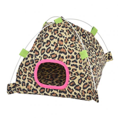 Fugle papegøje telt hus hængekøje hængende bur reden seng kæledyr forsyninger med blød pad: Gul leopardprint