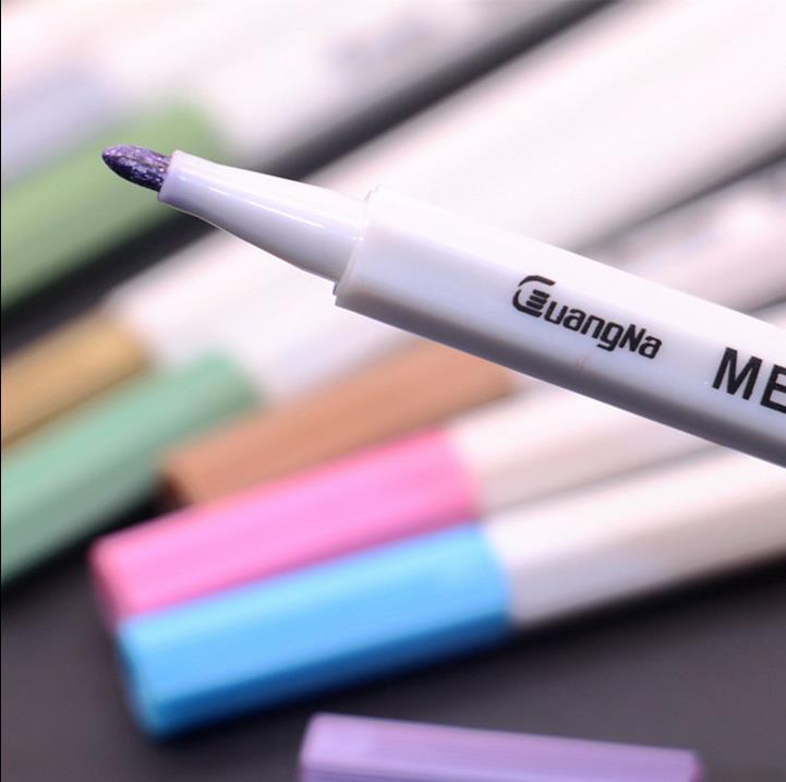 10 stk/parti tegning maleri tusj penner 10 farger penn til svart papir kunstrekvisita tusj skrivesaker signaturpenn