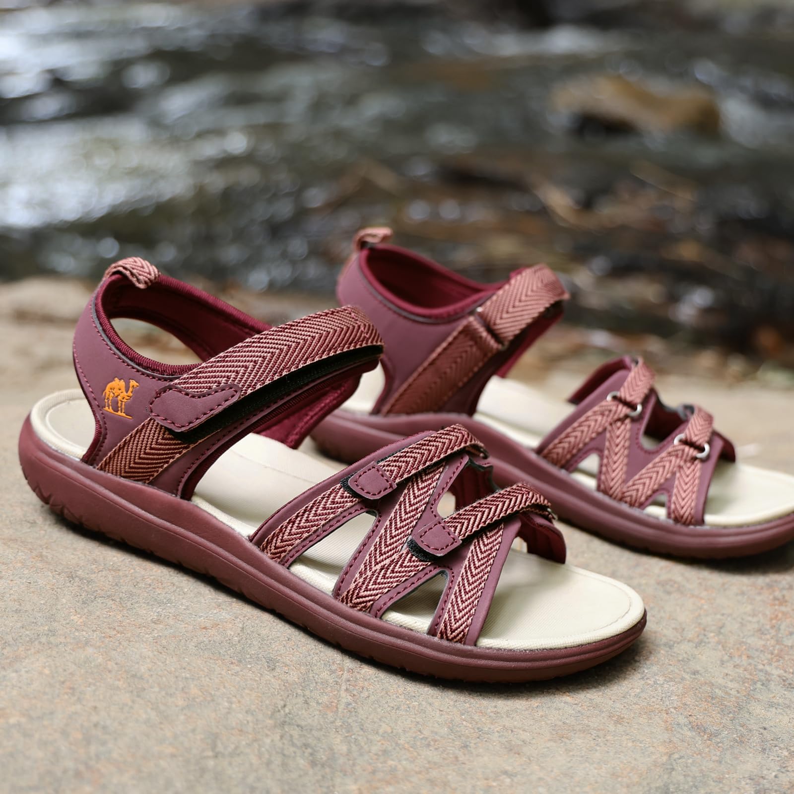 golden Kamel Wandersandalen für Damen, Riemchen-Wassersandale, bequeme, leichte wandern-Strandsandale für draussen-Sportreisen