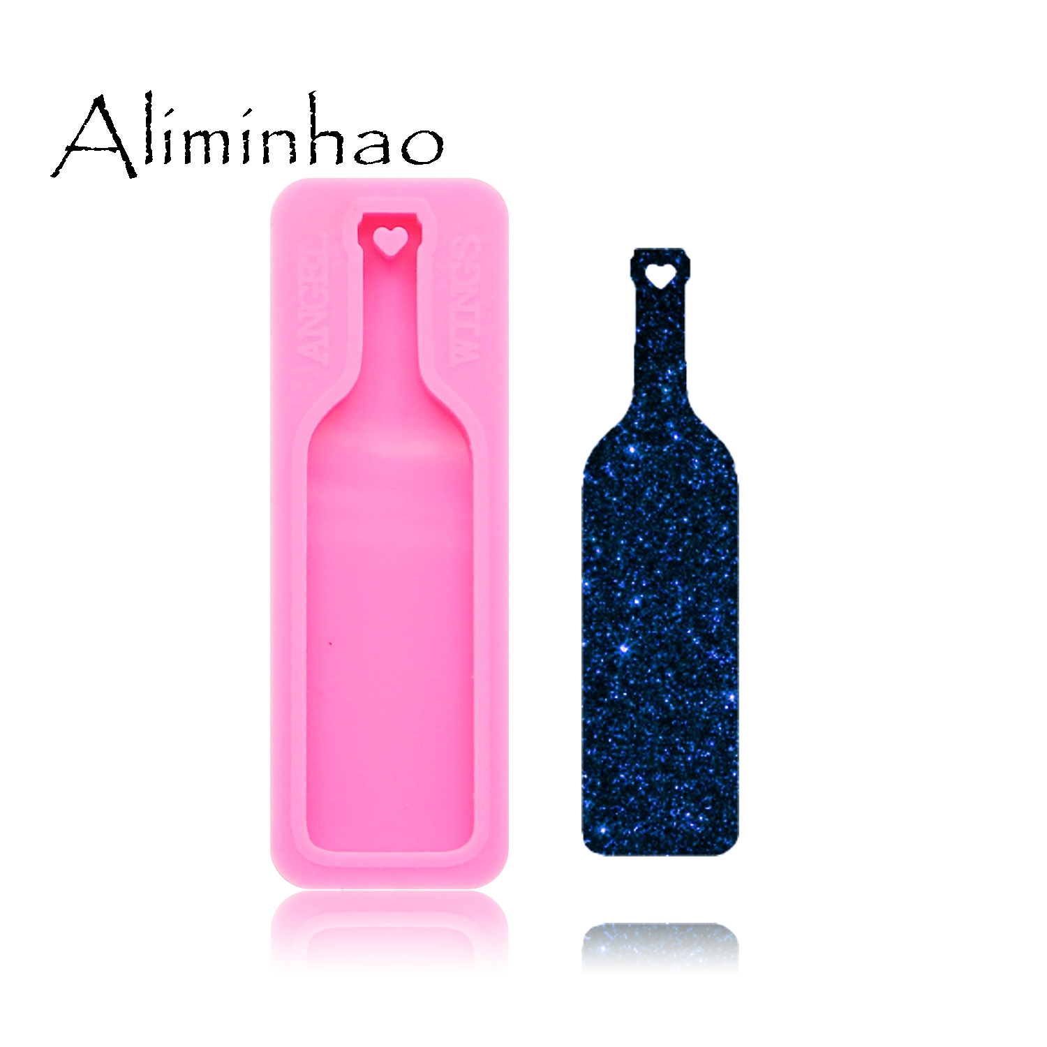 DY0190-Molde de vaso brillante, moldes de silicona epoxi DIY, moldes de Resina de silicona para manualidades, molde para llaveros con forma de botella de vino