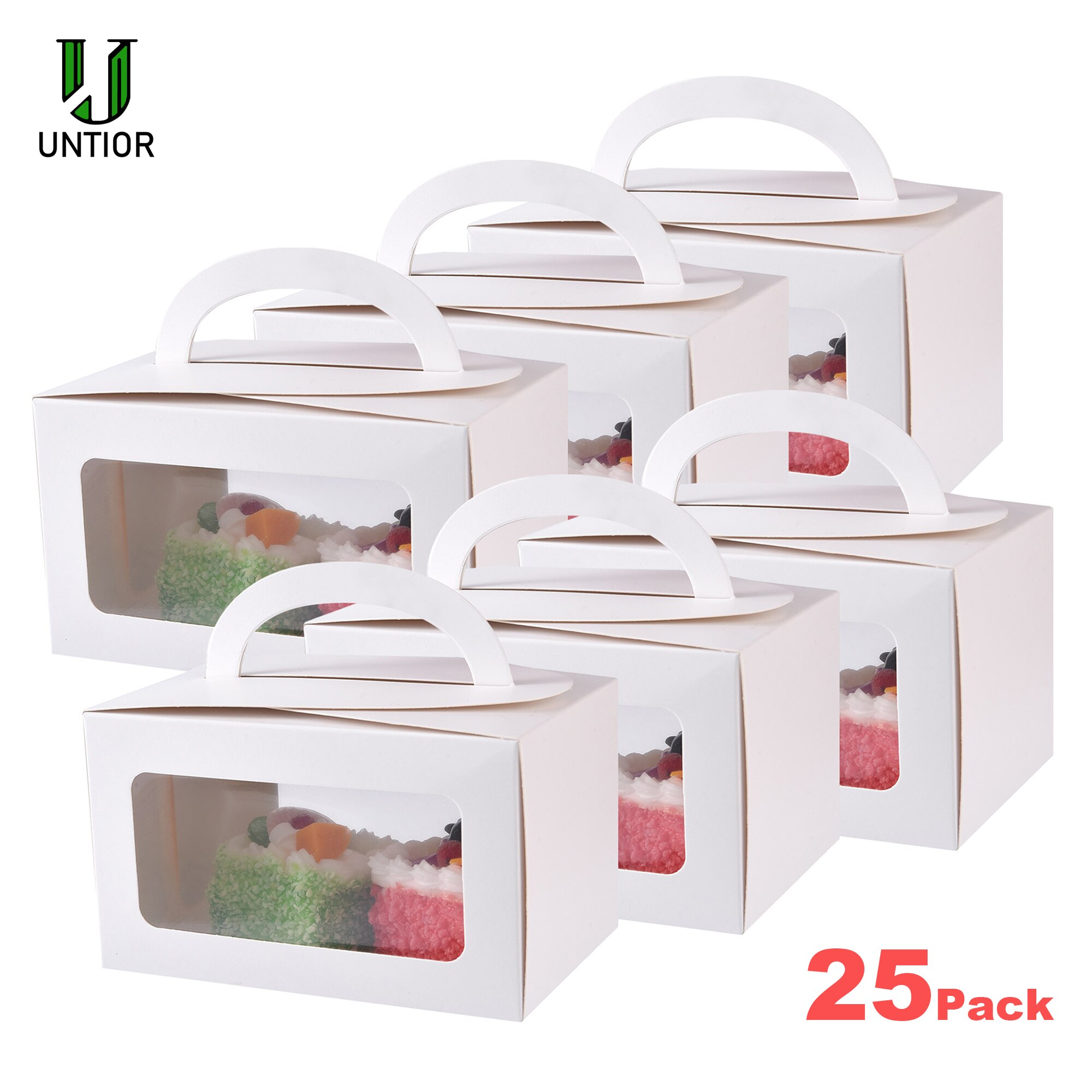 25Pack Cake Dozen Goodies Dozen Cookie Dozen Partij Gunst Dozen Papier Dozen Voor Verjaardagsfeestje En Voor Bruiloft met Venster: WHITE