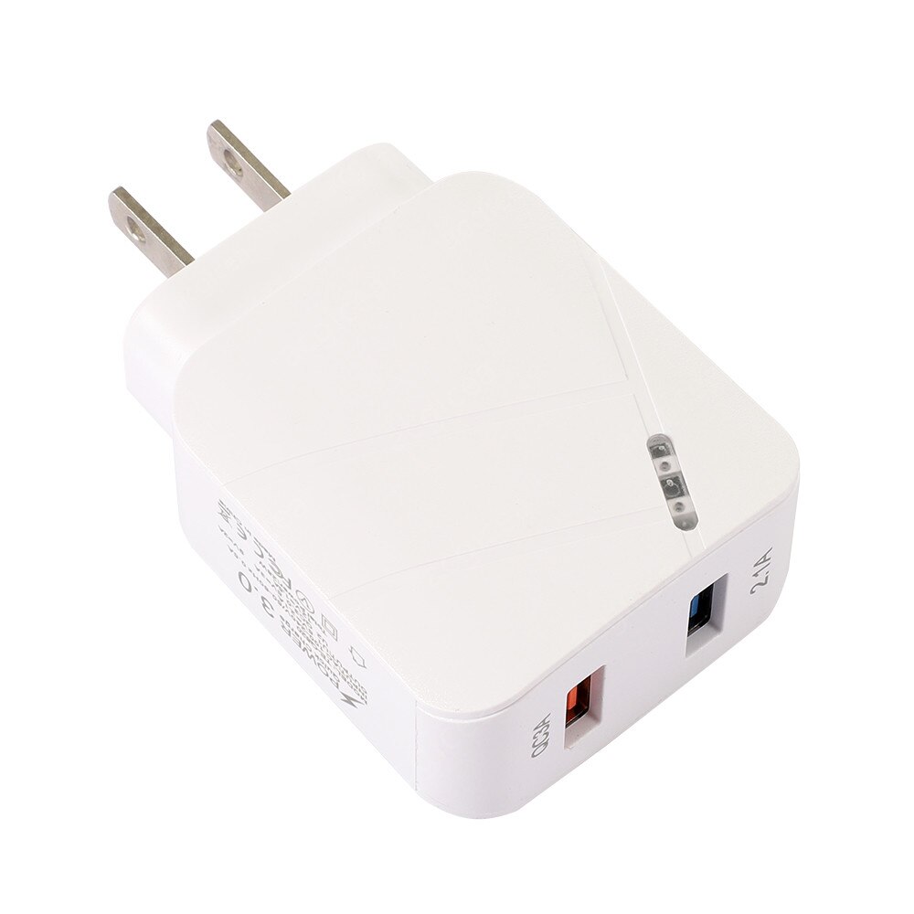 Cargador de teléfono con 2 puertos USB, dispositivo de carga rápida 3.1A, pantalla LED 3,0, para iPhone 12 Pro, Samsung S20, adaptador de pared de la UE: US whtie