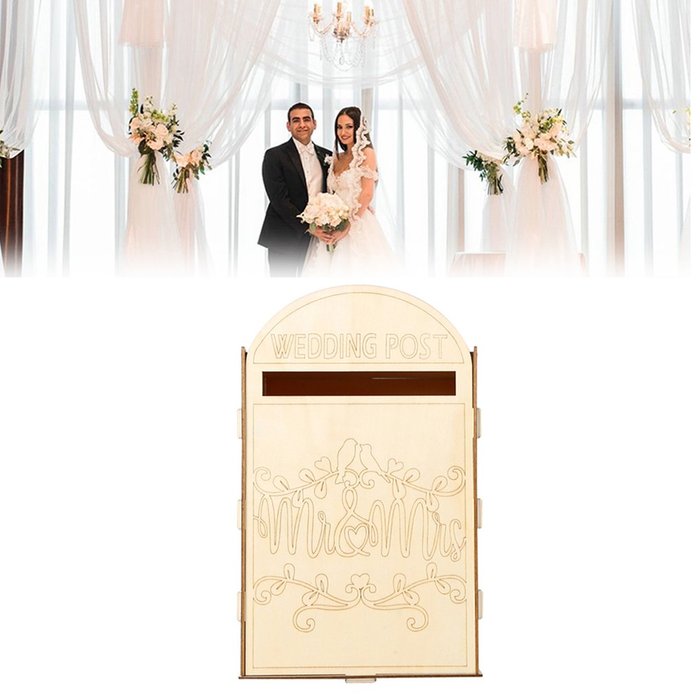 Suministros de madera para boda, buzón de correo, decoración de estilo Royal Post, caja de letras creativas de madera para boda, decoración artesanal