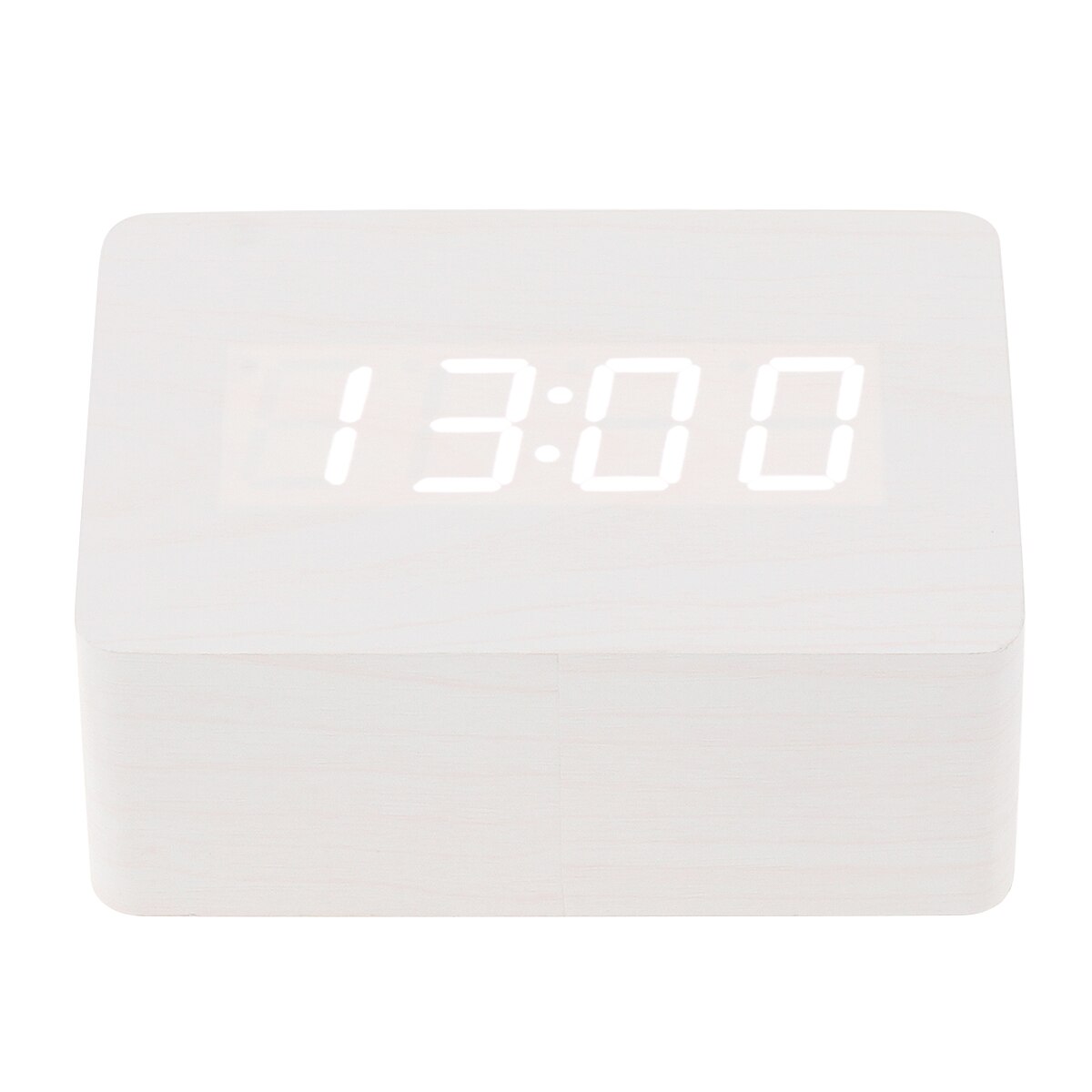 Alarm Clock LED Wooden Watch Table Voice Control Digital Wood Electronic Desktop Clock Multicolor Rectangle Table Desktop Clocks: white