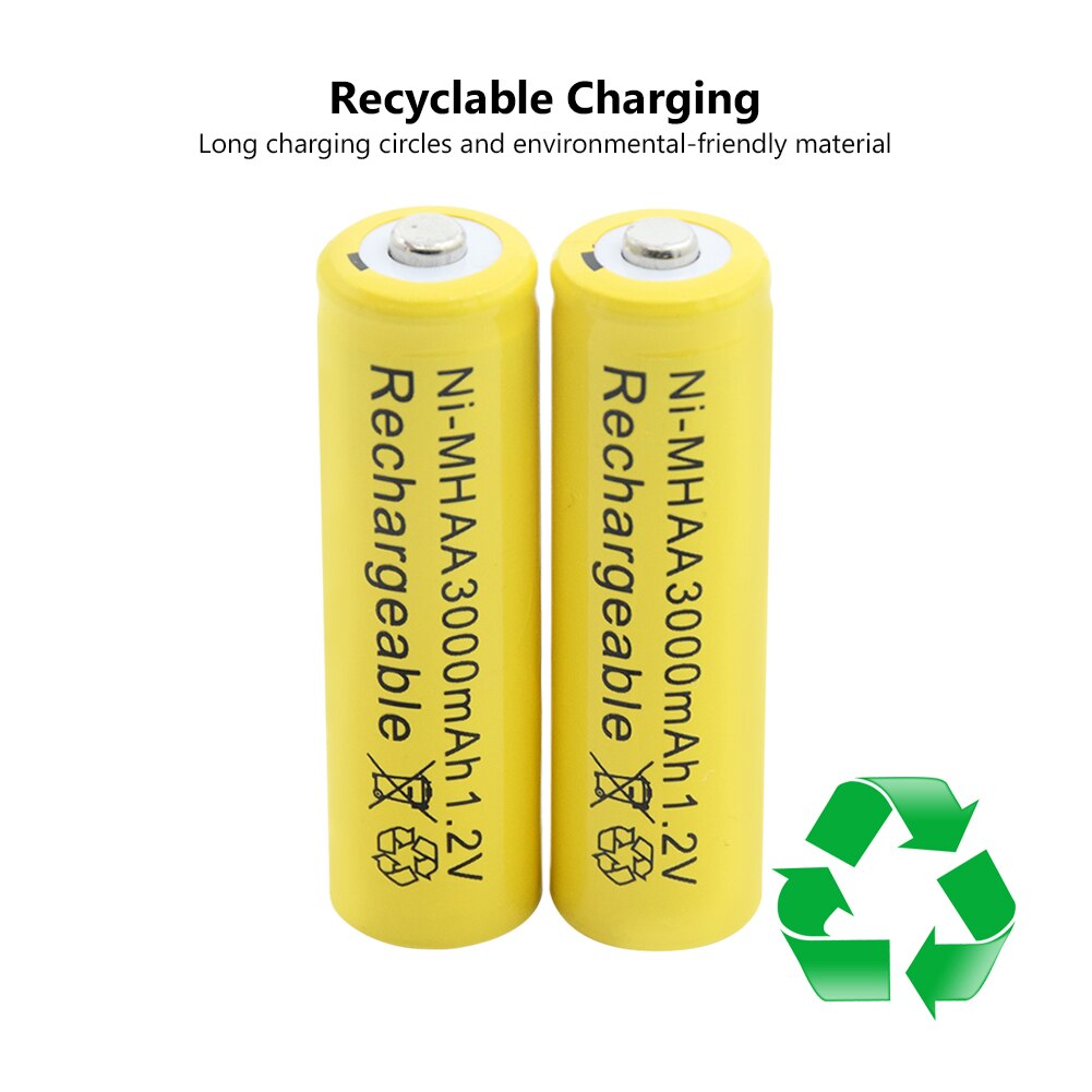 Replacement Ni-MH AA Li-Po Lithium Li-polymer Battery 3000mAh 1.2V Rechargeable Batteries Cell For Torch Toy Car Razor