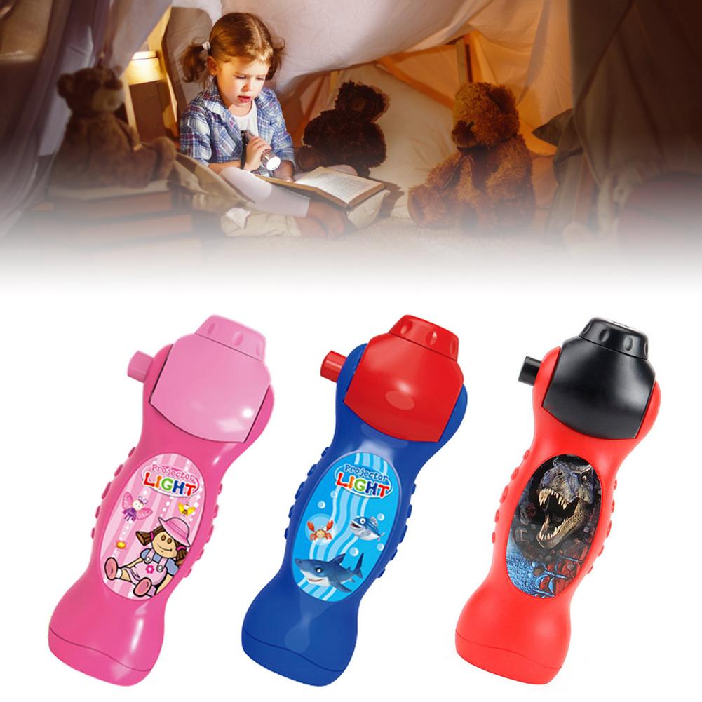 Children's Cartoon Projection Flashlight 24 Patterns Early Education Slides Holding The Projector Bedtime Night Light