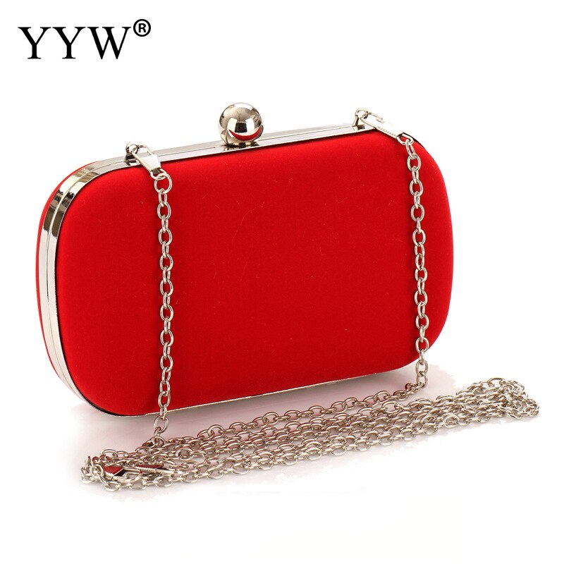 Red Women Clutch Evening Bag Purse With Detachable Chain Handbag Wedding Cocktail Party Velvet Clutches Prom Wedding Shoulder